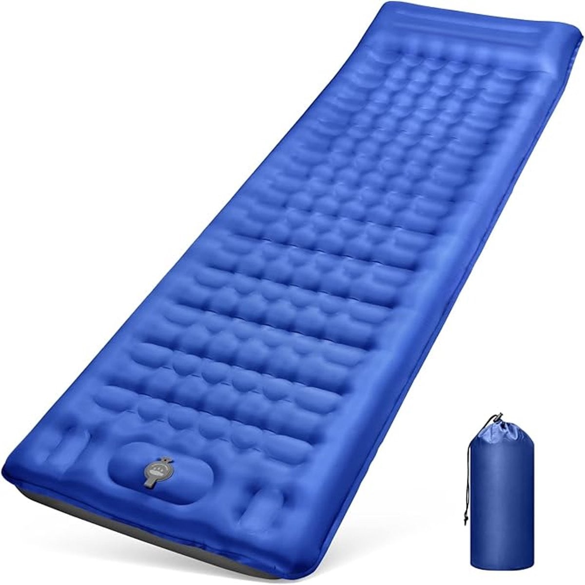 Isomat zelfopblazend verdikt luchtmatras met voetpomp en kussen, blauw