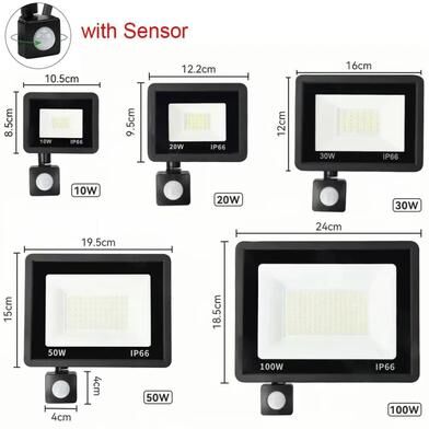 Uplifted Finds LED Outdoor Floodlight With Or Without Motion Sensor Waterproof Garden Wall Light 100 W with Sensor