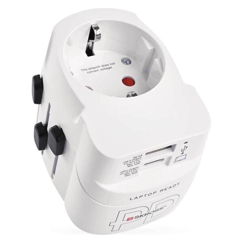 Emos Reiseadapter für Europäer weltweit USB-A+USB-C 24W Weiss P0056U (77912600)