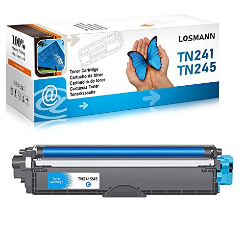 Losmann Cyan tonercartridge compatibel met Brother TN-241 en TN-245 voor DCP-9015CDW DCP-9020CDW DCP-9022CDW HL-3140CW HL-3142CW HL-3150CDN HL-3150CDW HL-3152CDW HL-3170CDW HL-3172CDW en MFC-9130CW