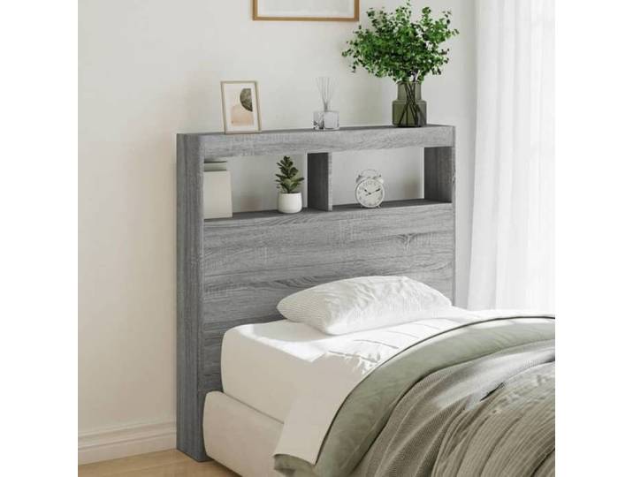 Armoire Tête de Lit avec LED Tête de Lit avec Compartiment Meuble de Rangement Chambre à Coucher Accessoire de 839187