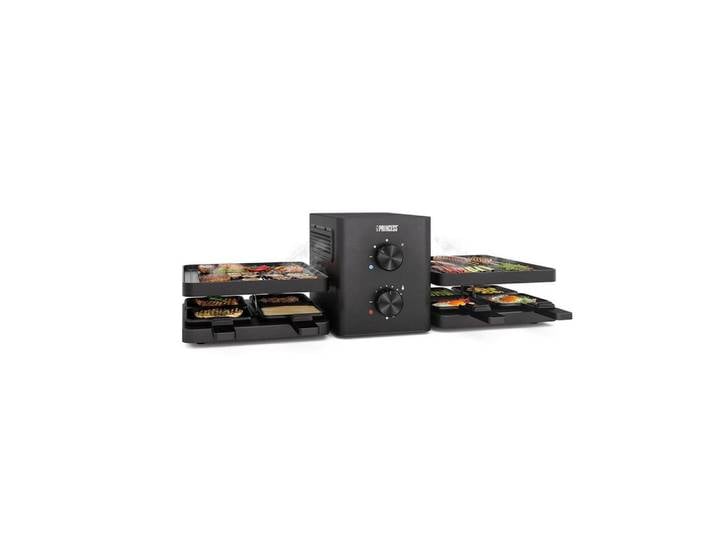 PRINCESS Raclette Princess 162660 Raclette Purify – Luftfiltersystem – Für 8 Personen, 8 Raclettepfännchen, Purify, Integriertes Luftfiltersystem, Klappbar, PFAS-Frei