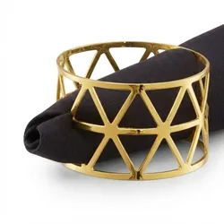 Relaxdays Serviettenringe, 12er Set, geometrisch, HxD: 3x4,5 cm, Serviettenhalter, Papier- und Stoffservietten, gold
