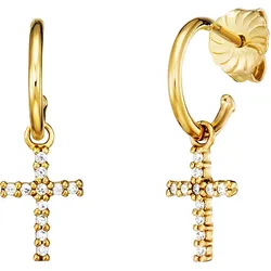 Julie Julsen Creolen 925/- Sterling Silber vergoldet  Einhänger Kreuz