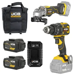 JCB 18V Akku-Set Schlagbohrschrauber 75Nm Winkelschleifer 125mm 2x5Ah