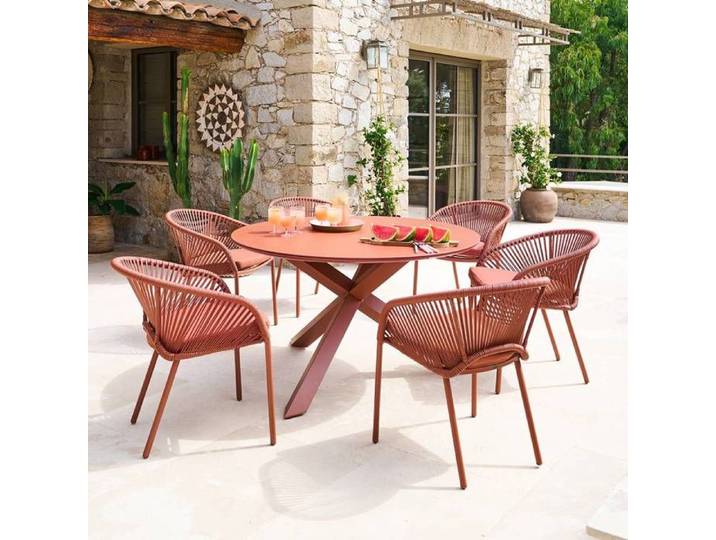 Table de jardin 6 places Oryon D130cm acajou