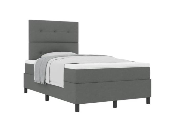 KTHLBRH Boxspringbett mit Kopfteil dunkelgrau 120 x 190 cm Stoff Technisches Holz, Kiefer massiv, atmungsaktives Gewebe, feste Latten, verstellbares Kopfteil, Taschenfedern