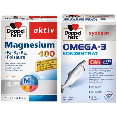 Doppelherz® Omega-3 Konzentrat + aktiv Magnesium 400 1 St Set