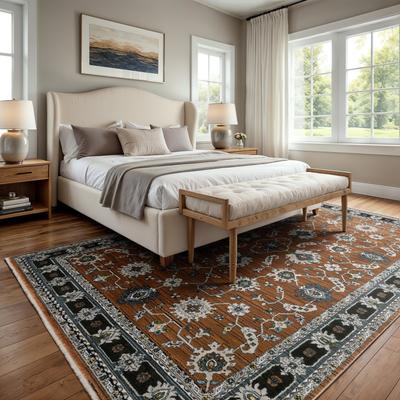 Style Haven Kellan Bordered Oriental Rust/ Grey Area Rug