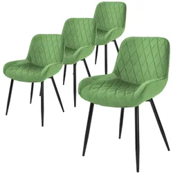 ML-Design – Esszimmerstühle 4er Set Salbei | Samt Sitzfläche, Armlehnen & Rückenlehne, Metallbeine, ergonomische Küchen- & Esszimmerstühle