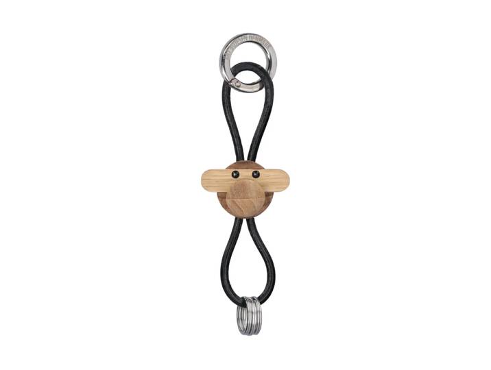 Kay Bojesen Denmark Porte-clés Kay Bojesen singe Teck-limba, cuir noir