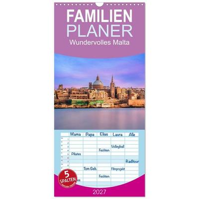 Familienplaner 2027 - Wundervolles Malta mit 5 Spalten (Wandkalender, 21 x 45 cm) CALVENDO