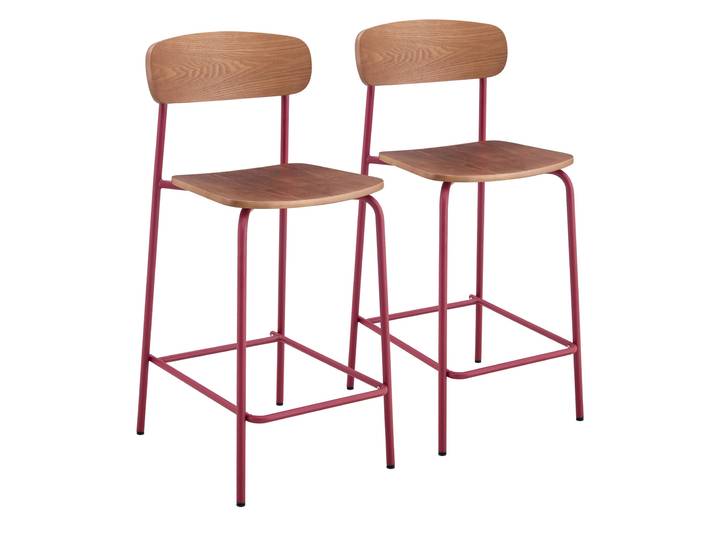 Barstühle aus Holz und Metall - 2er-Set