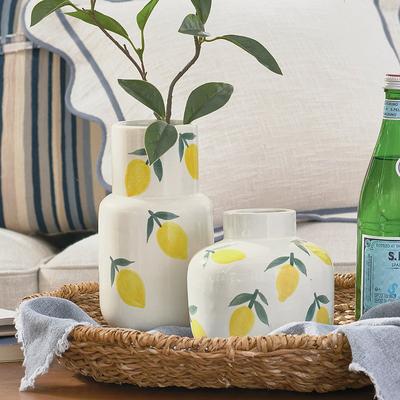 "Lemon Ceramic Vase - Yellow,, Yellow, 9"" - Grandin Road"