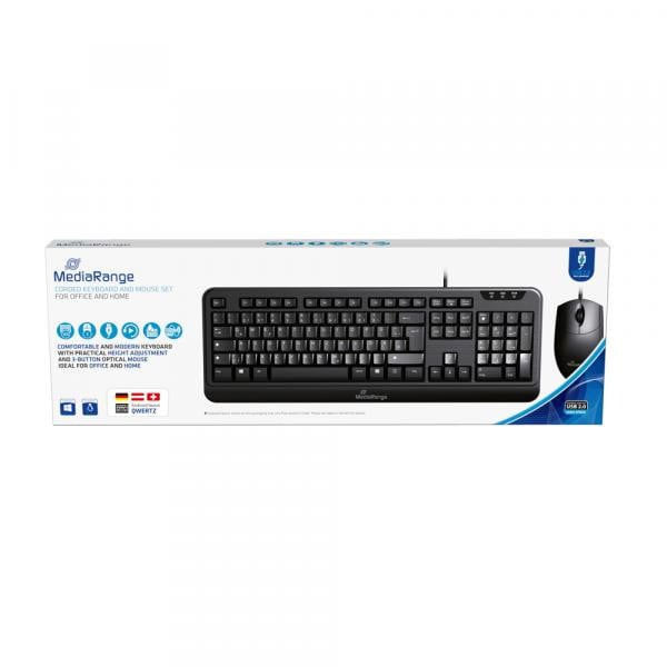MediaRange MROS108 Bedrade toetsenbord en muis set - Zwart