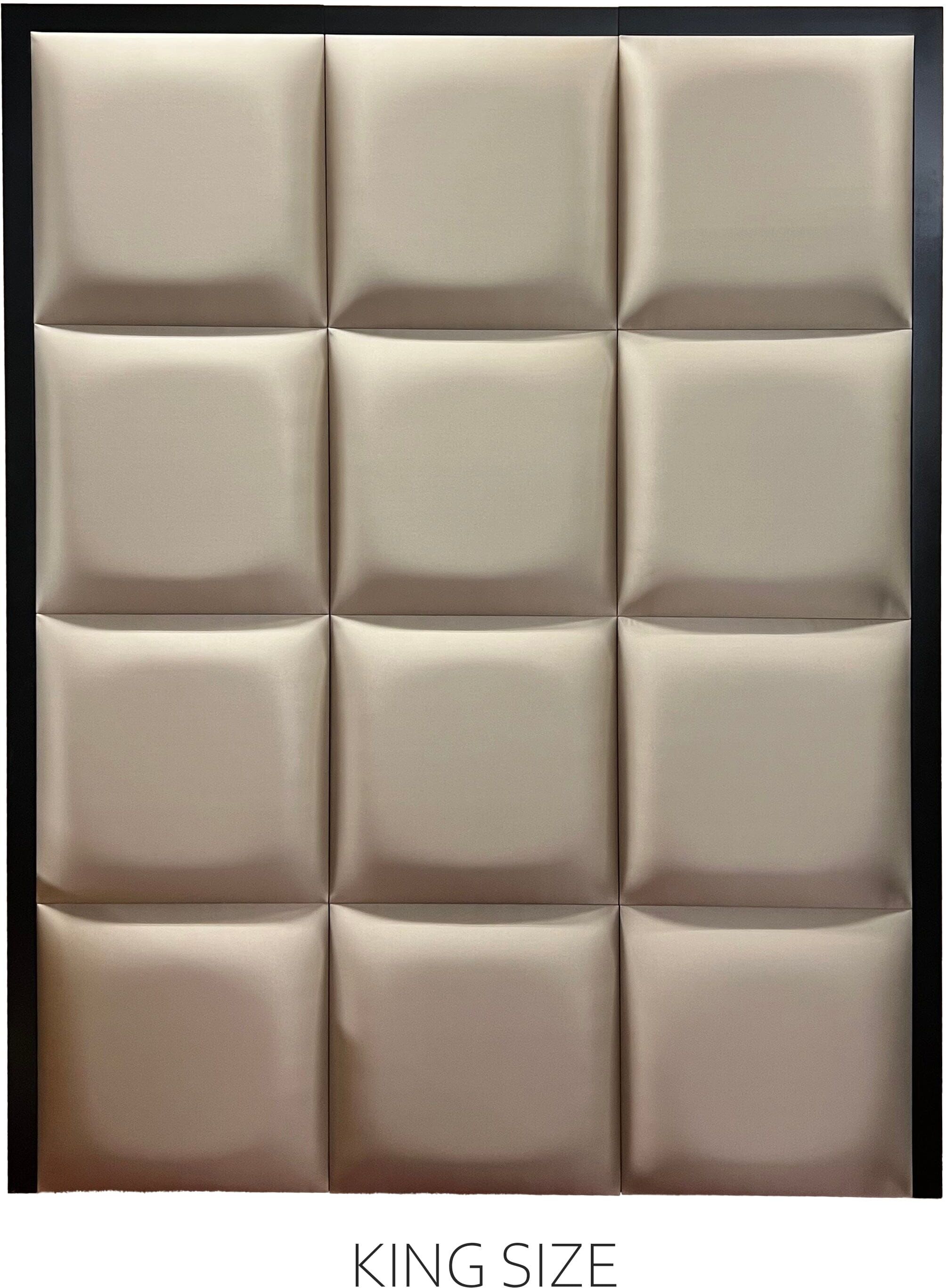 Dream Luxury Hazel Satin Squares Headboard with Black Wooden Frame, King