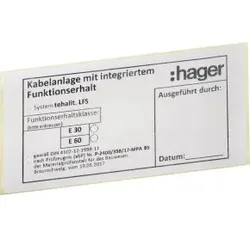 Hager LFSFE Funktionserhaltetikett LFS