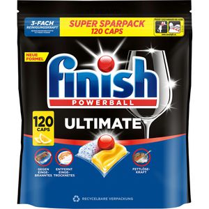 finish Spülmaschinentabs Calgonit Powerball Ultimate, All-in-1, Citrus, Fettlösekraft und strahlender Glanz, 120 Tabs