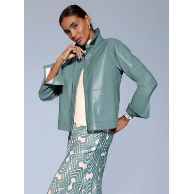 Lederimitat-Blazer CREATION L "Lederimitat-Blazer", Damen, Gr. 40, grün (jade), 100% Polyester, Blazer