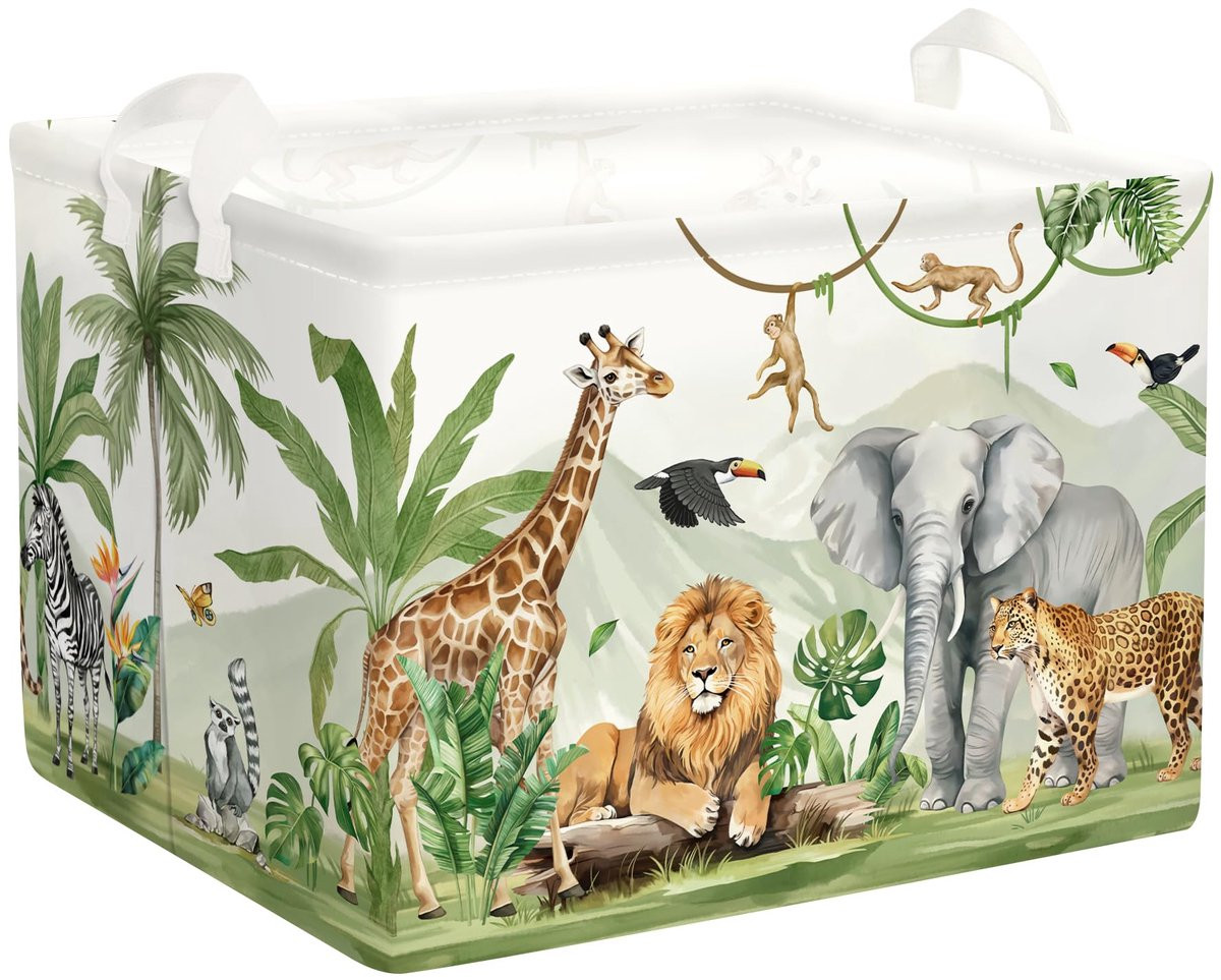 Opvouwbare Wasmand met Safari Dierenprint voor Kinderkamer - 36 L