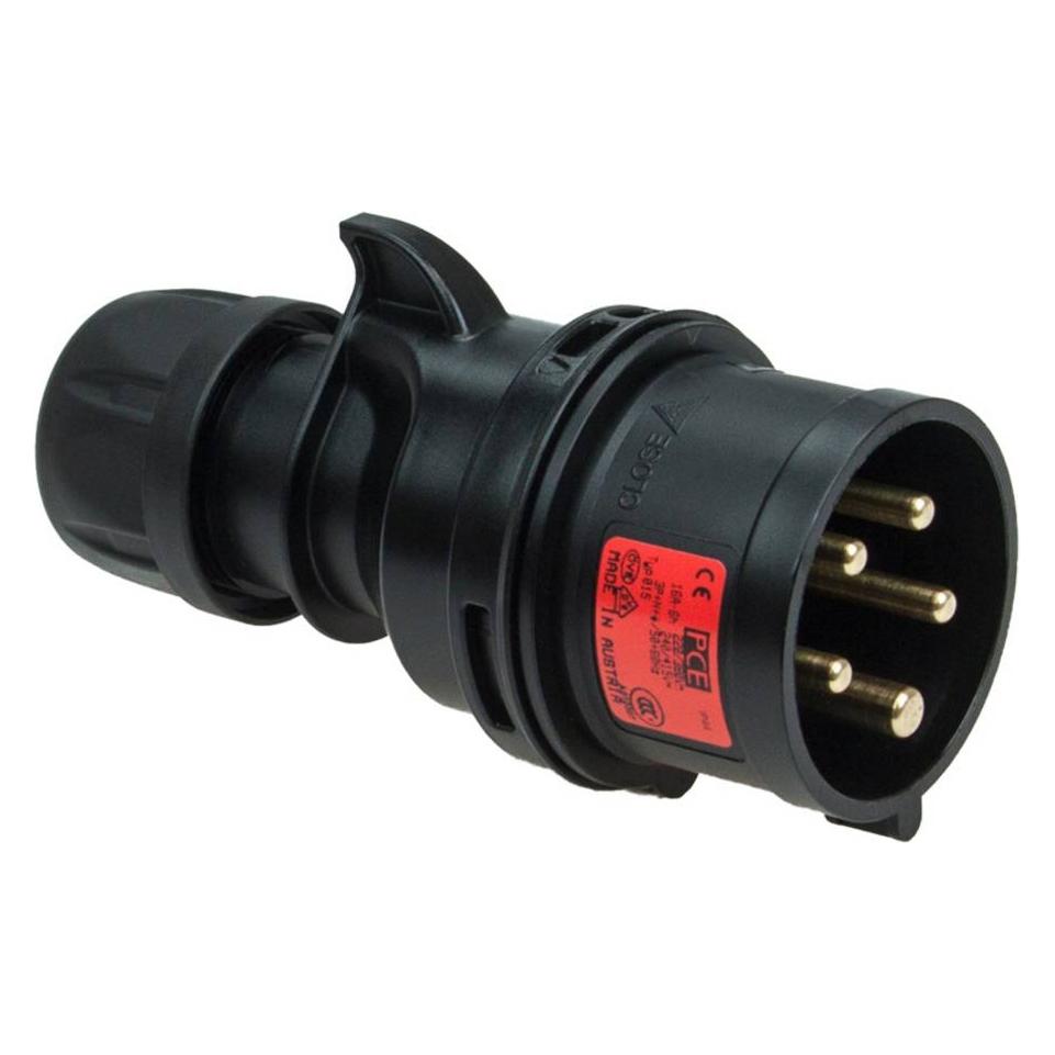 PCE 015-6TTx Stecker 16A 5p 6h Shark schwarz (CEE 16/5) (015-6ttx-PCE-)