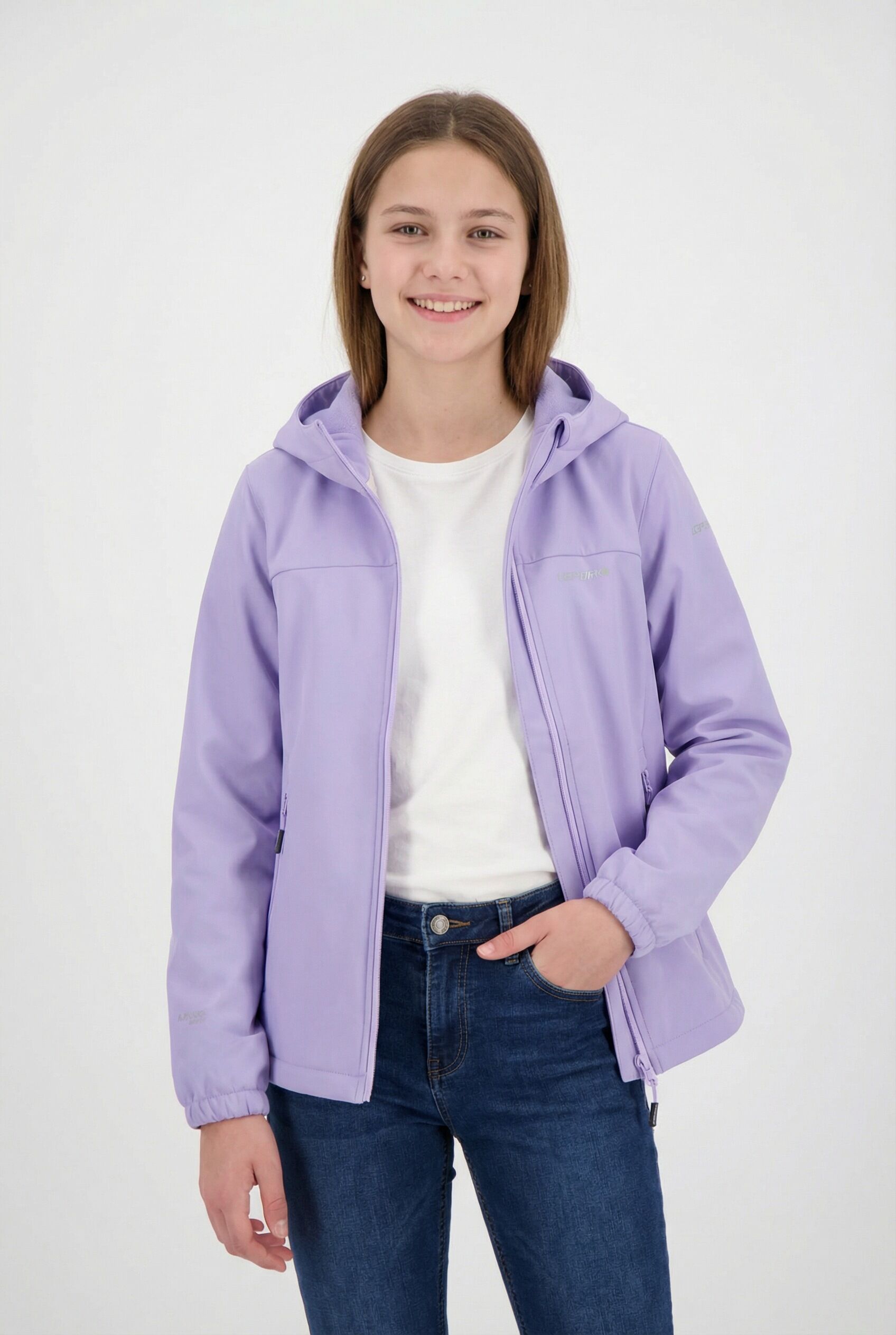 Softshelljacke ICEPEAK "KLEVE JR", Kinder, Gr. 176, lila, Obermaterial: 100% Polyester, Jacken Softshelljacke, sportlicher Stil, aus Polyester lila 176