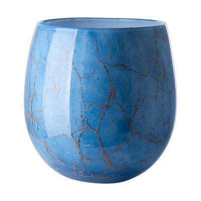Tischvase FINK "COSMIC", blau (blau, goldfarben), B:19cm H:22cm T:19cm Ø:19cm, Vasen