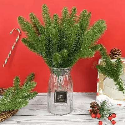 Uplift Curations 20PCS Artificial Pine Branches Realistic Fake Pine Stems For DIY Christmas Garland & Decor 01 10pcs