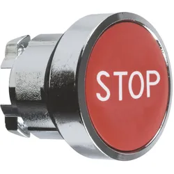 Schneider Electric ZB4BA434 Drucktaster, Frontelement, Harmony XB4, Metall, 22mm, rot, beschriftet STOP, tastend