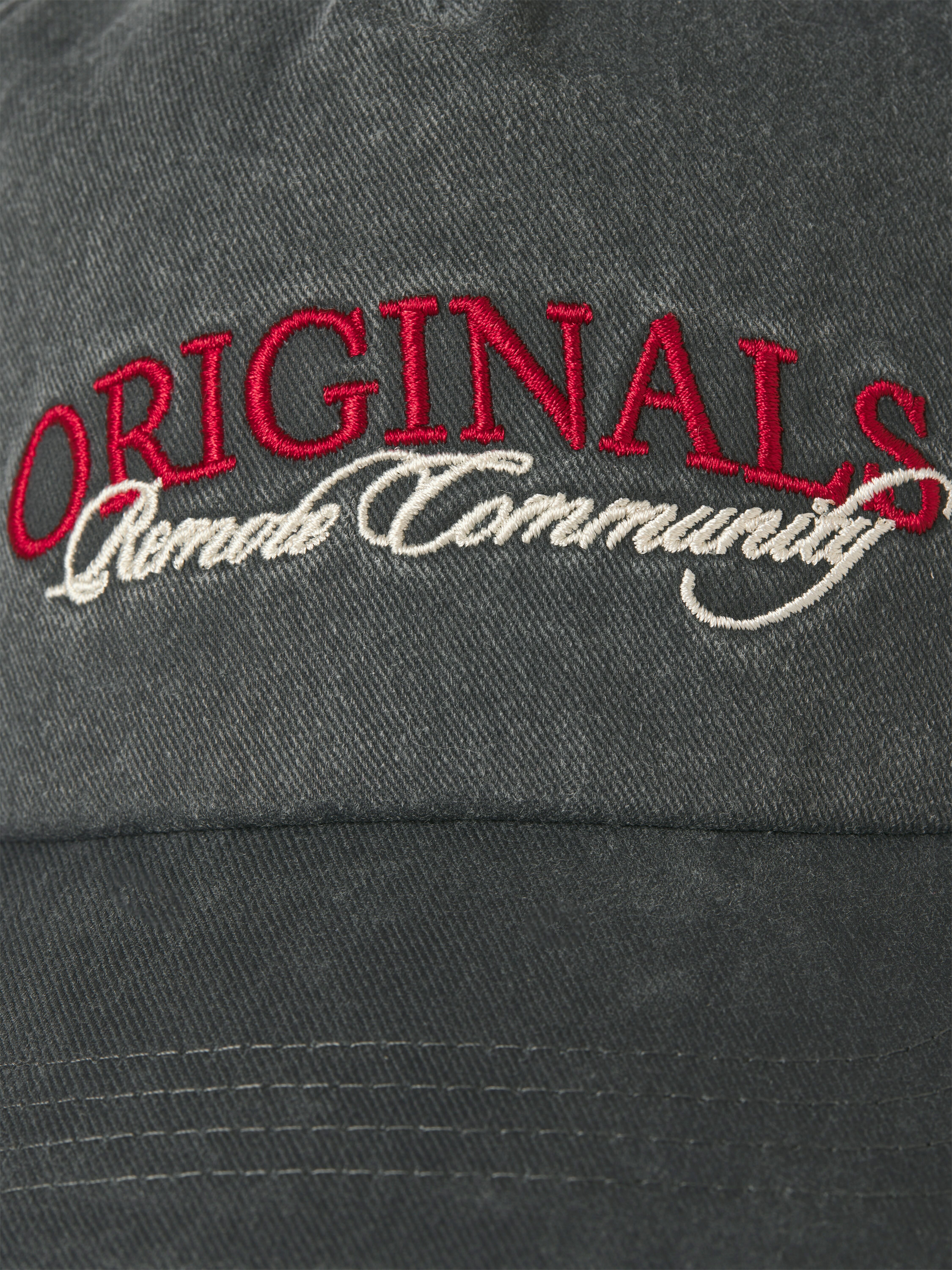 Baseball Cap JACK & JONES "JACFRAME WASHED EMB CAP SN", Herren, grau (schwarz beauty detail:org), Web, Baumwolle, bestickt, Caps Baseball Cap schwarz beauty detail:org Einheitsgröße