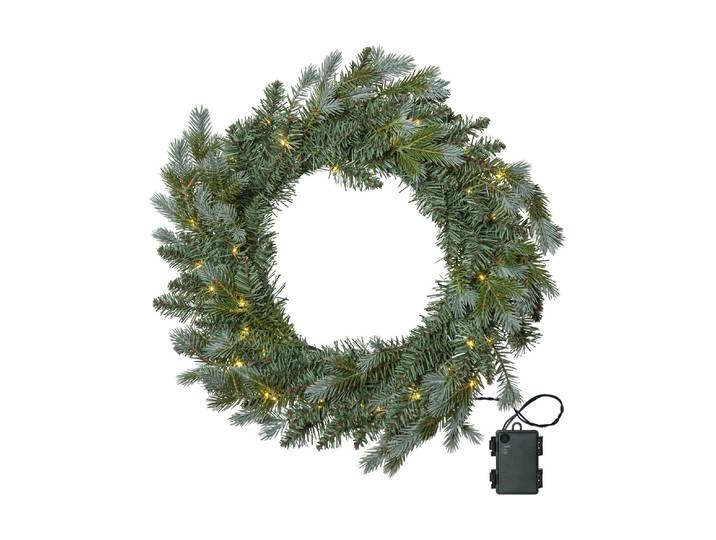 Dekohänger LED-Weihnachtskranz Greyland, Ø 55 cm, Grün , grün, B/H/T: 8cm, Dekohänger, Dekohänger