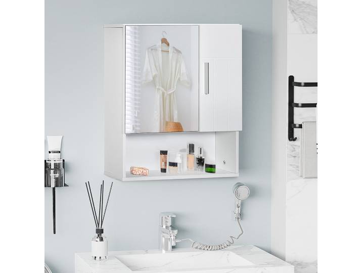 kleankin Armoire Murale Miroir Salle Bain Blanc