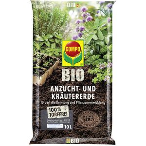 Compo Blumenerde  Bio Anzucht- und Kräutererde, für Anzucht, torffrei, mit Dünger, 10 Liter