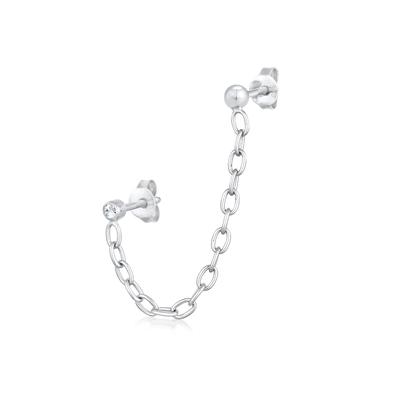 Paar Ohrstecker ELLI "Kette Piercing 925 Silber, mit Kristallen von Swarovski", silber, Ohrringe, Damen, onesize,mit Steinen, Silber 925 (Sterlingsilber)