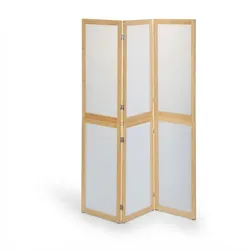 Relaxdays Paravent, 3-teilig, faltbarer Raumtrenner, HxB: 180x136,5 cm, Kunststoff & Bambus, Trennwand innen, natur/weiß