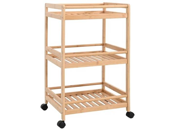 HFXHIJXQ Küchenwagen Bambus ServierwagenRollwagen Natur 46x38x76 cm Dreistufiger Mobile Beistellwagen aus massivem Bambus mit Feststellbremsen für Küche und Esszimmer.