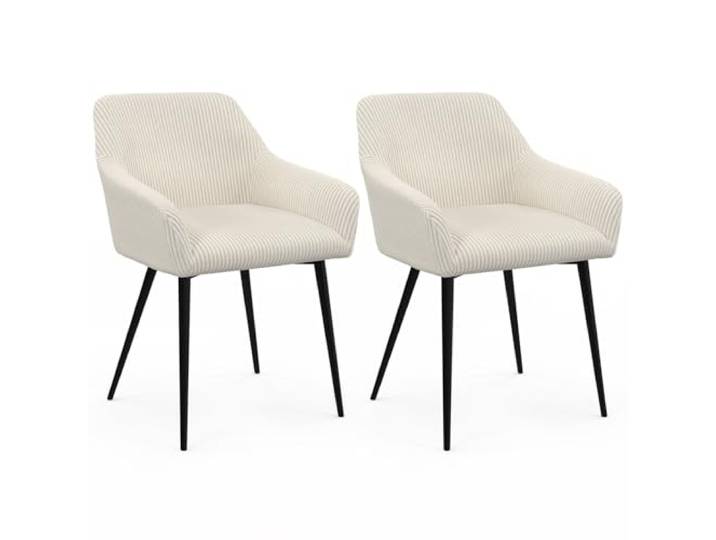 IDMarket - Set aus 2 Esszimmerstühlen, Tischsesseln Jany aus beigem Cordstoff