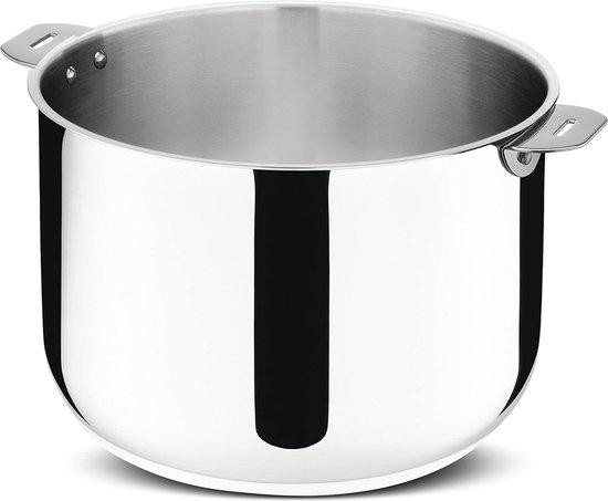 Zilveren roestvrijstalen saute pan van 26 cm, stapelbaar en onbedekt