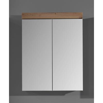 Spiegelschrank WELLTIME "Avena", weiß (asteichefarben, weiß hochglanz), B:60cm H:77cm T:17cm, Schränke, Spiegelschrank, Spiegelschrank wahlweise mit Beleuchtung - (B/T/H) 60/17/77 cm