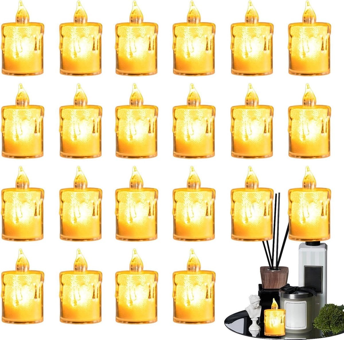 Vlamloze kaarsen - Decoratieve theelichtjes - Wit - 24 stuks
