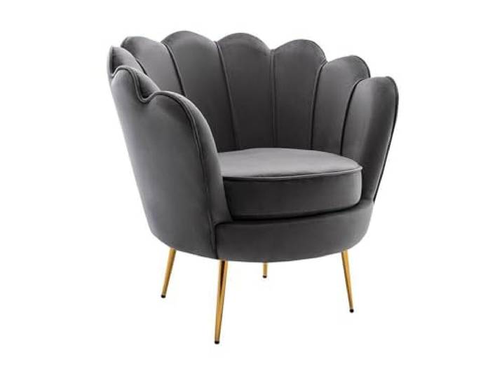 Vente-unique Sessel Muschel - Samt - Anthrazit - Dandelion