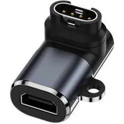PowerGuard MicroUSB to Garmin Smartwatch Charge Adapter Ladeadapter 90-Grad flach, Smartwatch Zubehör, Grau, Schwarz