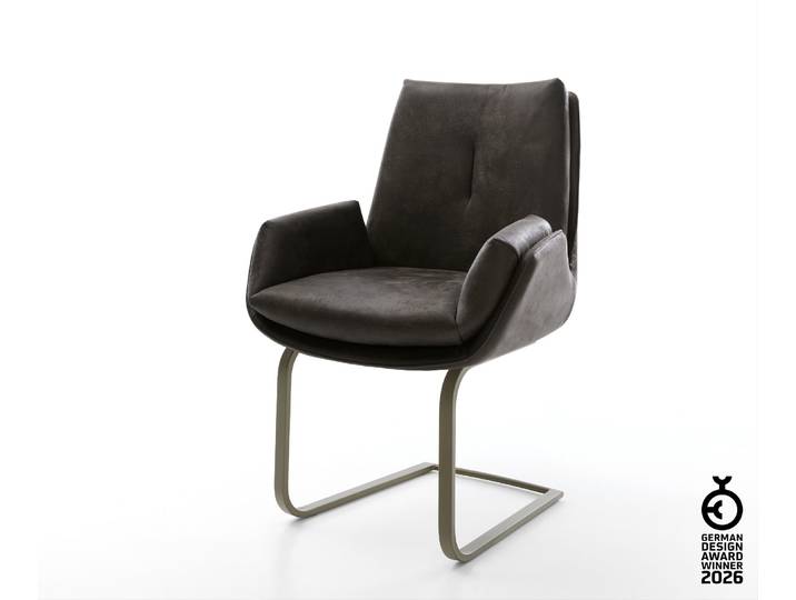 Freischwinger Clea-Flex Mikrofaser Anthrazit Vintage Freischwinger flach Effektfinish Titan, Esszimmerstühle