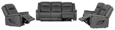 Furniture of America Arthon 3-Piece Power Sofa Set with LED Light and Cupholders
