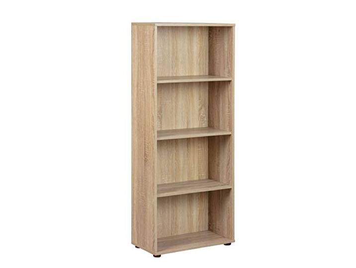 Inter Link - Bibliothèque - Étagère sur pied - 4 compartiments - Étagères réglables en hauteur - Étagère en bois - Salon - Bureau - Parini 3 - Chêne finlandais