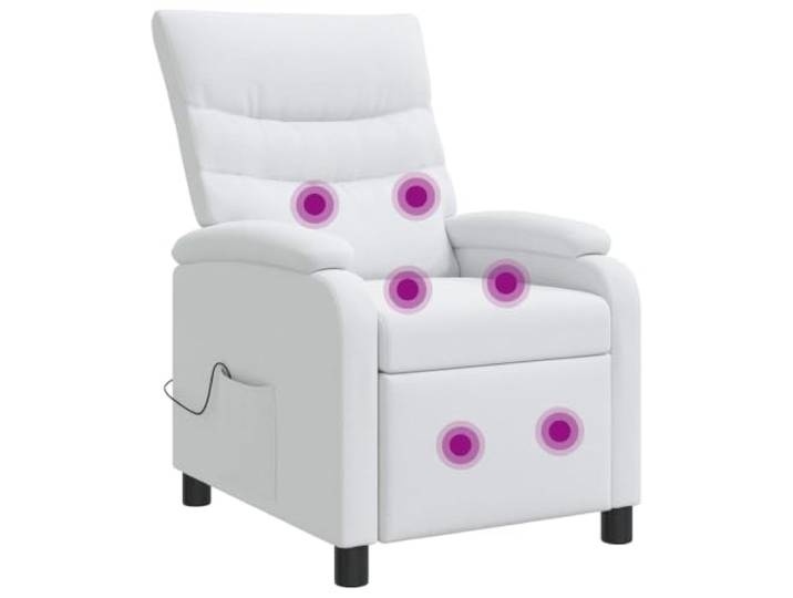 YUTAASU Massage Relax Chair White Polyester Fabric Adjustable Recline 115-160 Degrees, Metal Frame, Living Room, Home Office