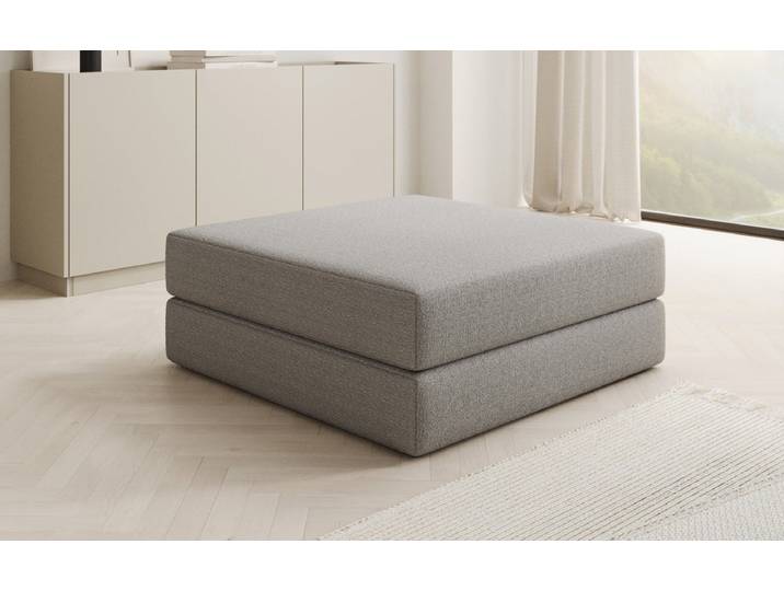Beistellhocker Lazy in Bouclé - Hellgrau - Bouclé - Luxusbetten24