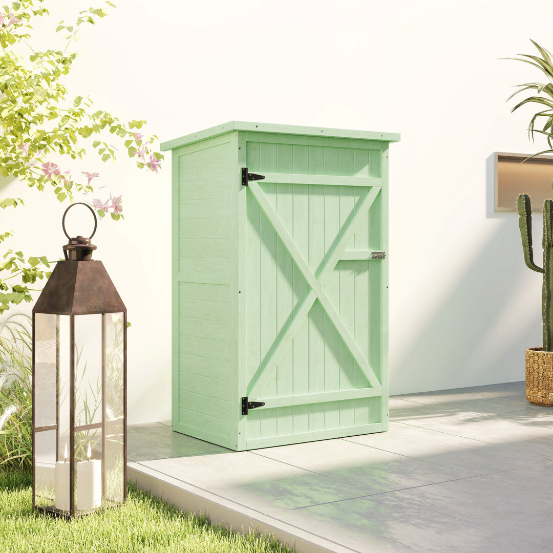 Outsunny Wooden Garden Shed Small Shed 2 Shelves 75 x 56 x 115 cm Green Green 75cm W X 56cm D X 115cm H