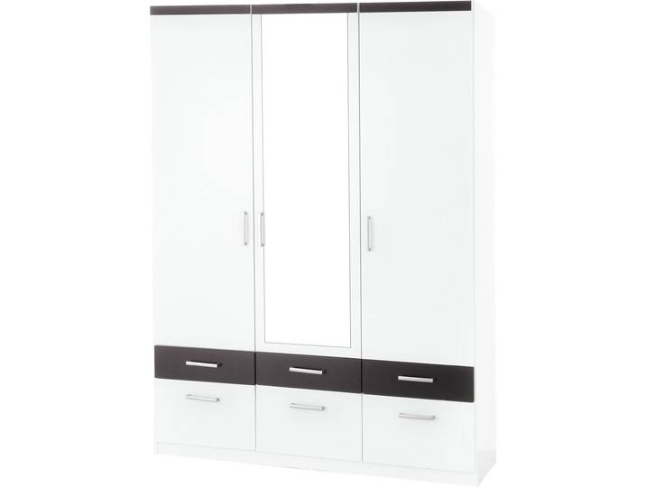 Kleiderschrank, Holzwerkstoff, Schwarz-Weiß, 140×193×56 cm, Drehtürenschrank, Modern, Priess