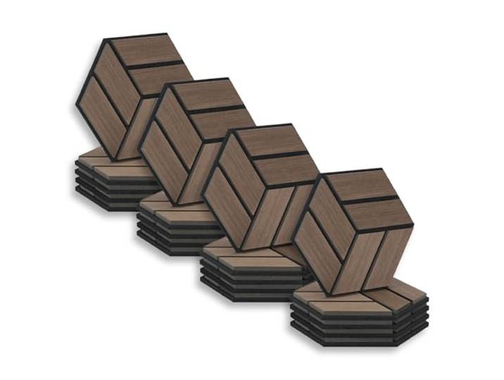 Homestyle4u 20x Hexagon Wandpaneele 30x26x2 cm Braun - Schallschutzplatten